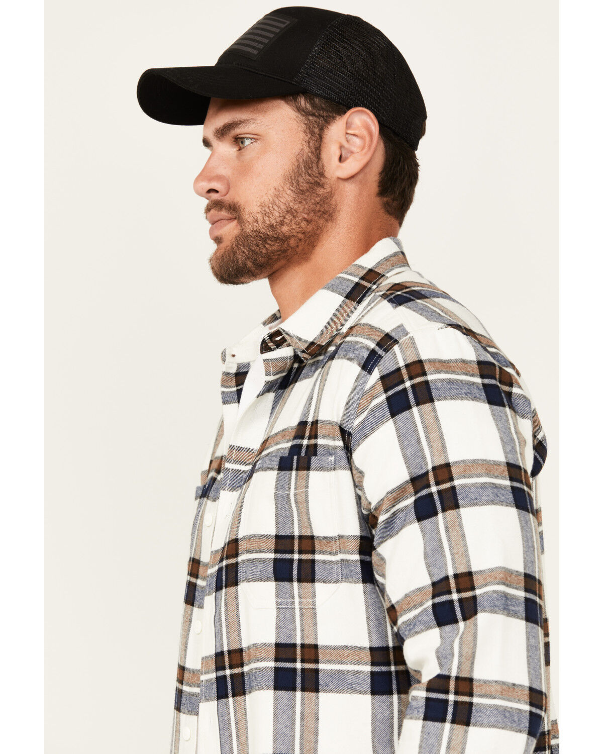Image #2 - Brothers and Sons Men's Yukon Plaid Print Long Sleeve Button-Down Flannel Shirt, White, hi-res