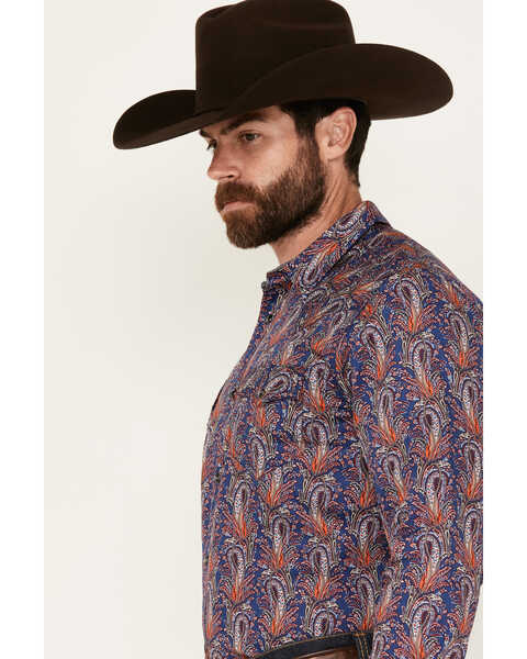 Image #2 - Cody James Men's Jefferson Paisley Print Long Sleeve Snap Western Shirt - Big, Navy, hi-res