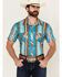 Image #1 - Rock & Roll Denim Men's Southwestern Striped Short Sleeve Snap Stretch Western Shirt, Turquoise, hi-res