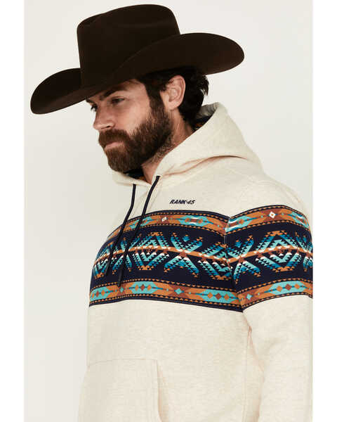Image #2 - RANK 45® Men's Sworn Border Print Hooded Sweatshirt , Ivory, hi-res