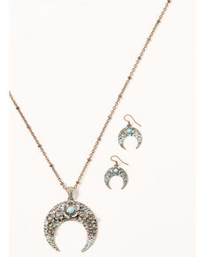 Shyanne Women's Bronze & Turquoise Floral Crescent Jewelry Set, Rust Copper, hi-res