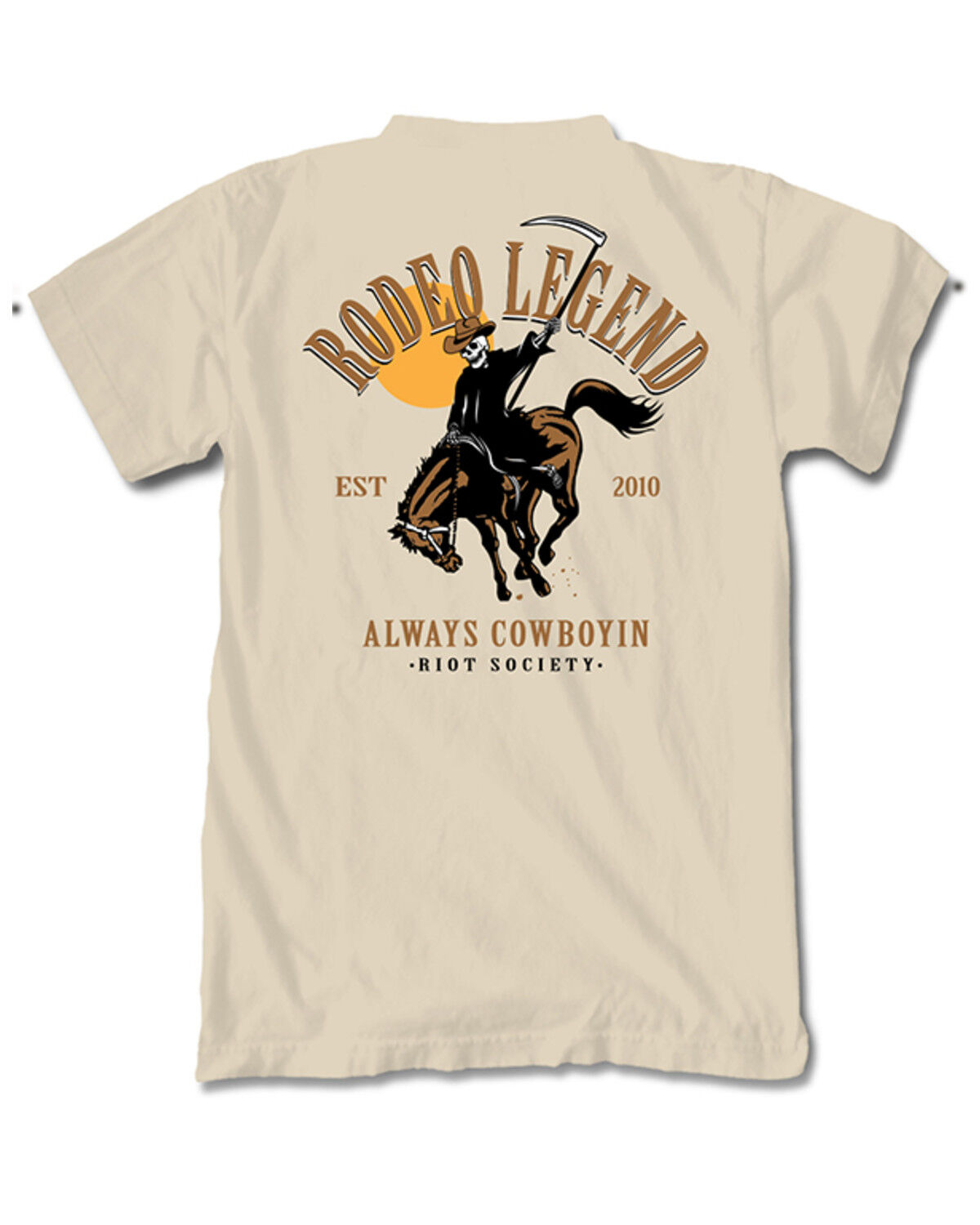 Image #1 - Riot Society Boys' Rodeo Legend Short Sleeve Graphic T-Shirt, Sand, hi-res