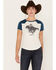 Image #1 - RANK 45® Women's Horse Rider Graphic Raglan Tee, Navy, hi-res