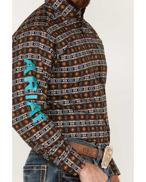 Image #3 - Ariat Men's Team Cashton Southwestern Print Long Sleeve Button Down Shirt, Black, hi-res
