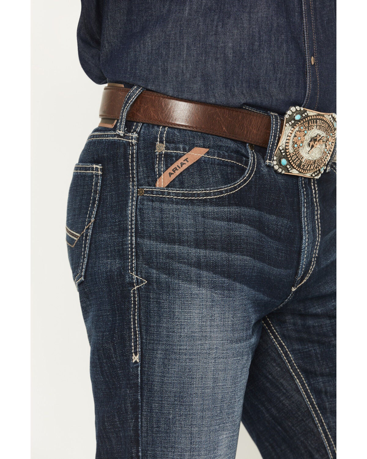 Image #2 - Ariat Men's M2 Declan Dark Wash Relaxed Bootcut Denim Jeans - Big, Dark Wash, hi-res