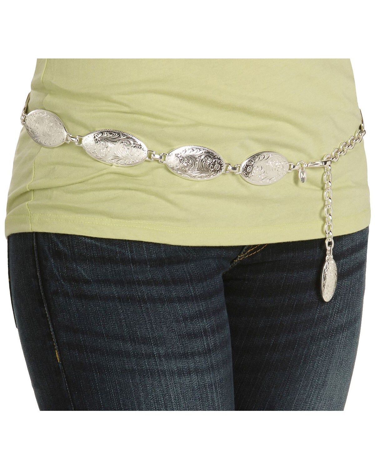 Tony Lama Concho Hip Belt, Silver, hi-res