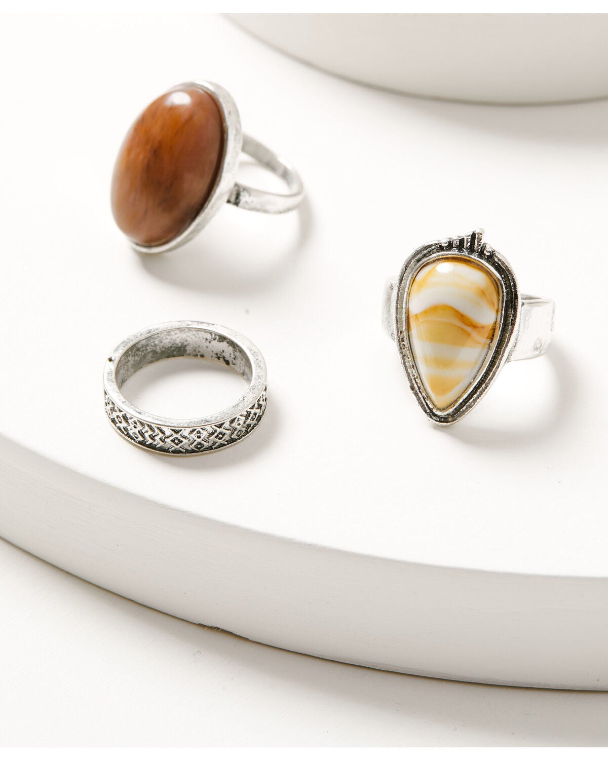 Shyanne Women's Earthy Ring Set - 3 Piece, Silver, hi-res