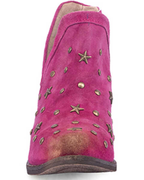 Image #3 - Circle G Women's Fringe Studded Roughout Booties - Medium Toe , Pink, hi-res
