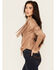 Image #2 - Idyllwind Women's Fate Faux Suede Fringe Long Sleeve Button-Down Tie-Front Shirt, Tan, hi-res