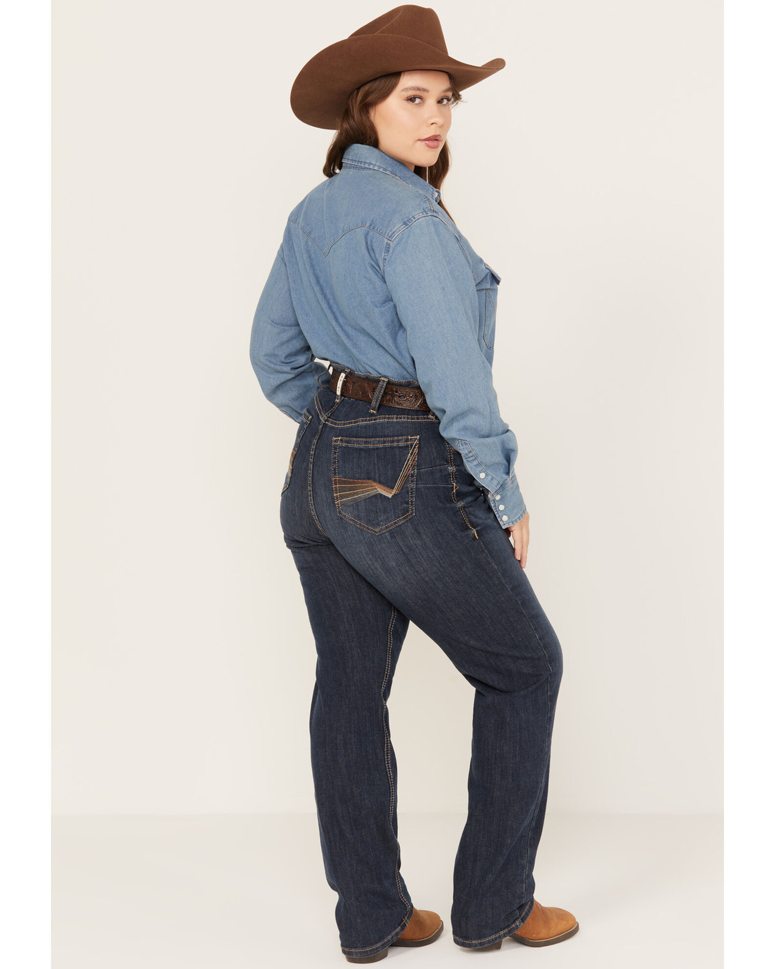Image #3 - Ariat Women's R.E.A.L. Perfect Rise Analise Stackable Straight Leg Jeans - Plus, Blue, hi-res