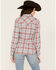 Image #4 - Wrangler Retro Women's Boot Barn Exclusive Long Sleeve Snap Western Flannel Shirt, Steel Blue, hi-res