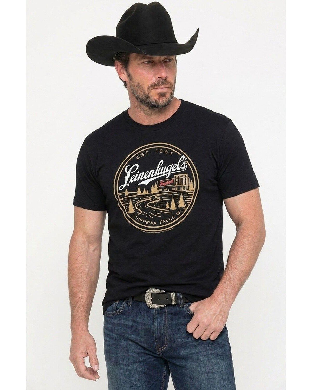 American Men's Leinenkugels Emblem Short Sleeve Graphic T-Shirt, Black, hi-res