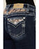 Image #2 - Miss Me Women's Dark Wash Faux Flap Sequin Paisley Pocket Mid Rise Bootcut Stretch Denim Jeans , Dark Wash, hi-res