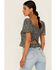Image #4 - Beyond The Radar Women's Ditsy Floral Print Smocked Shirt, Black, hi-res