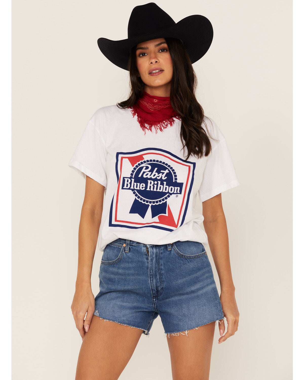 Hooey Women's Boot Barn Exclusive Pabst Logo Short Sleeve Graphic Tee, White, hi-res