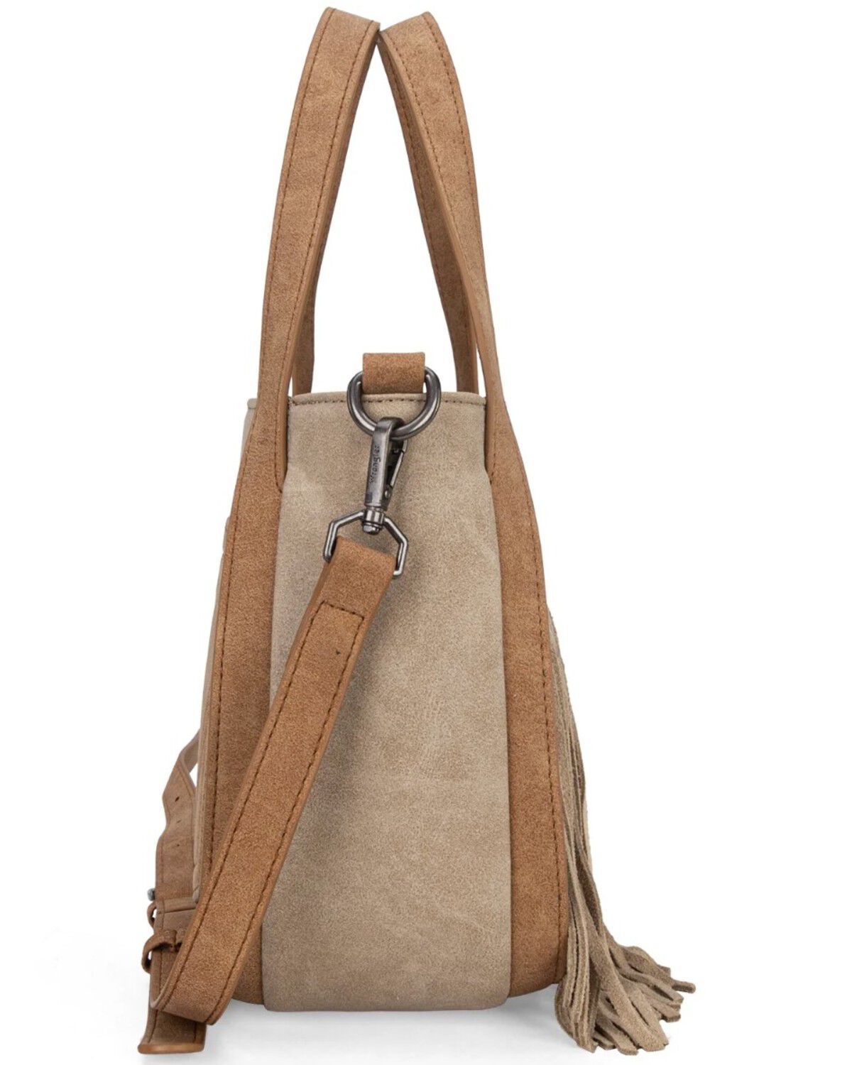 Image #3 - Wrangler Women's "W" Stitch Fringe Two Tone Crossbody, Tan, hi-res