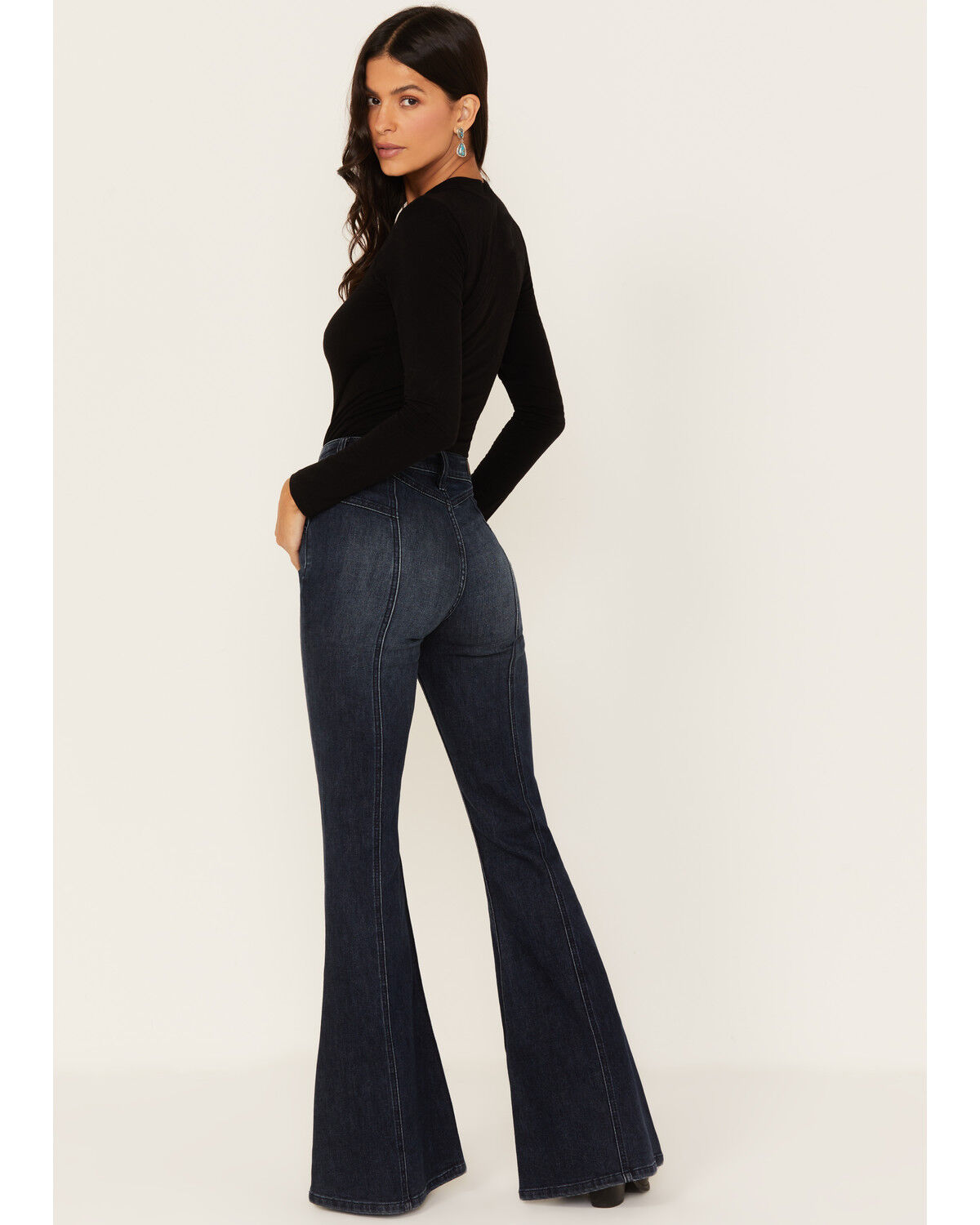 Image #3 - Shyanne Women's Dark Wash High Rise Eden Stretch Flare Jeans, Dark Wash, hi-res