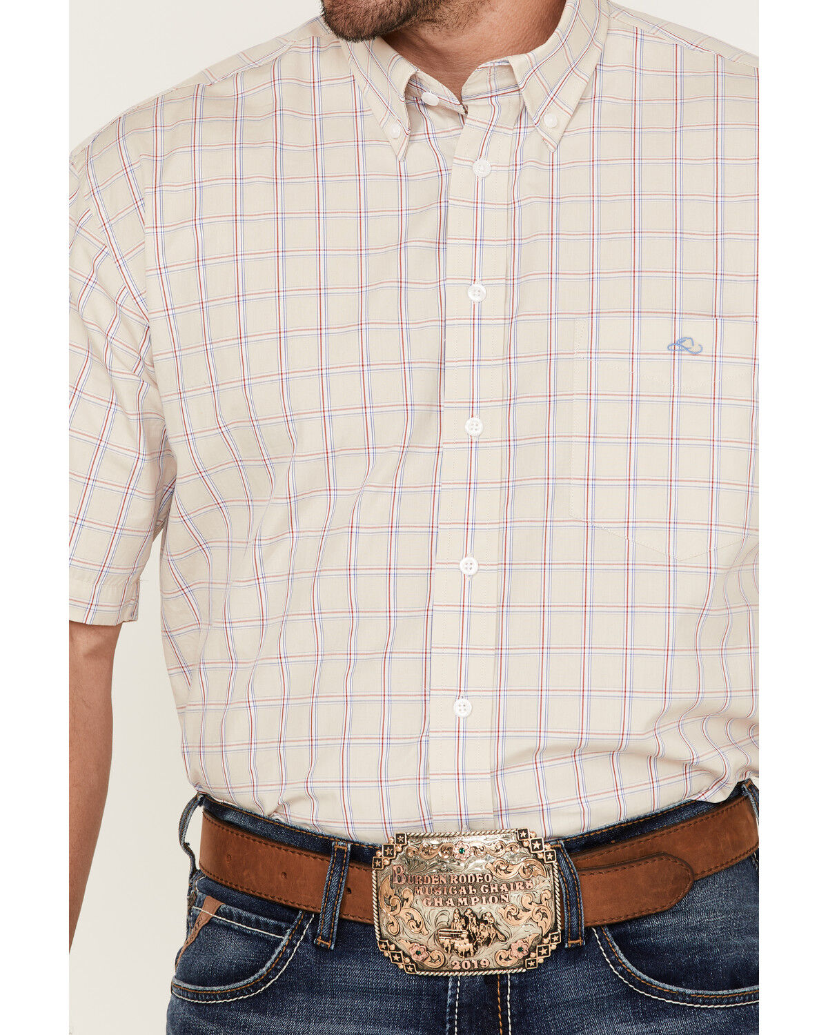 Image #3 - Resistol Men's Baldwin Plaid Print Short Sleeve Button Down Western Shirt , , hi-res