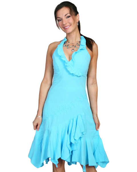 Image #2 - Scully Women's Peruvian Cotton Halter Dress, Turquoise, hi-res