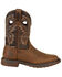 Rocky Men's Ride FLX Waterproof Pull On Western Boot - Square Toe, Brown, hi-res