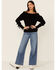 Image #5 - Shyanne Women's Black Off-Shoulder Fringe Long Sleeve Knit Sweater, , hi-res