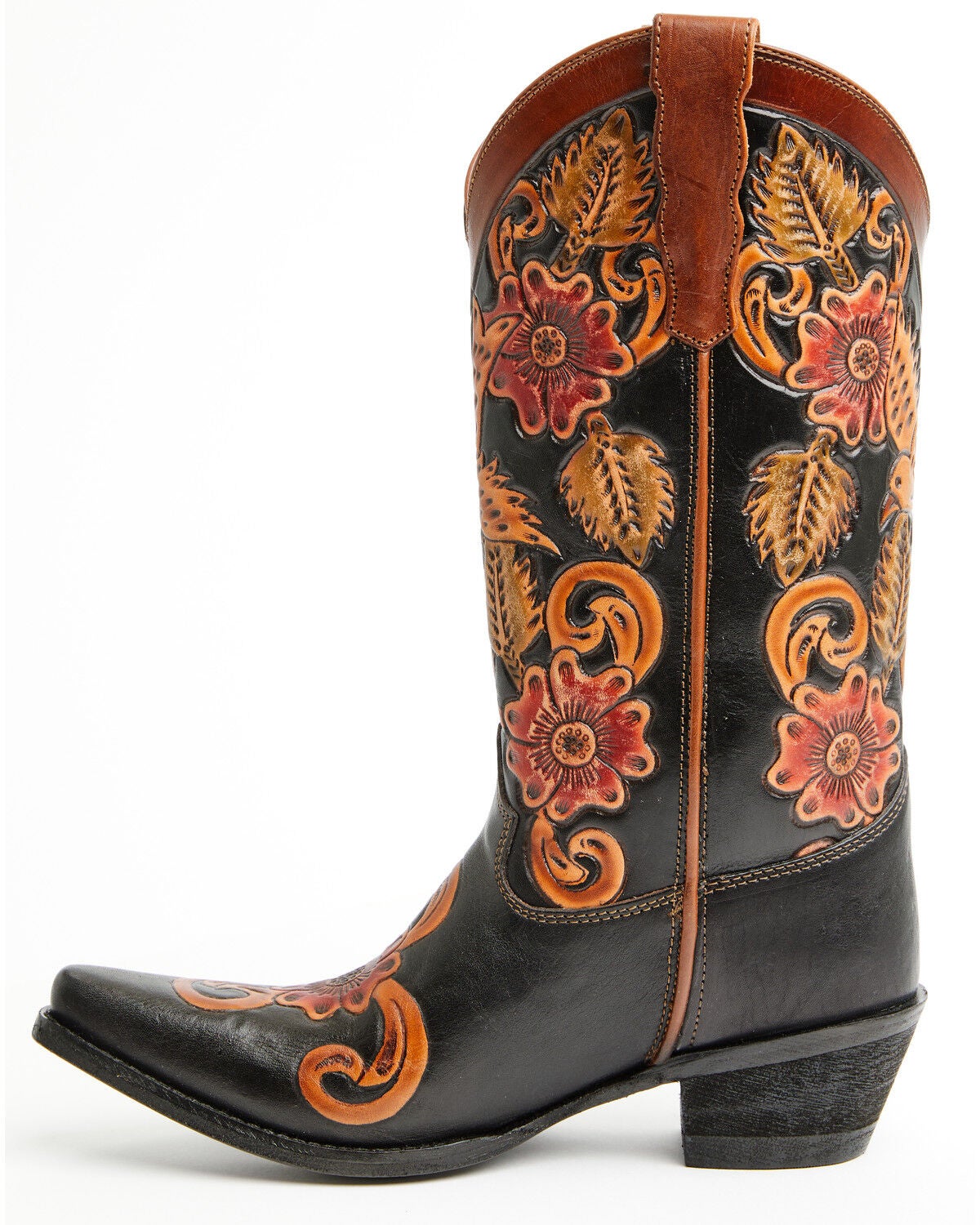 Image #3 - Shyanne Women's Aleena Tooled Floral Western Boots - Snip Toe, Brown, hi-res