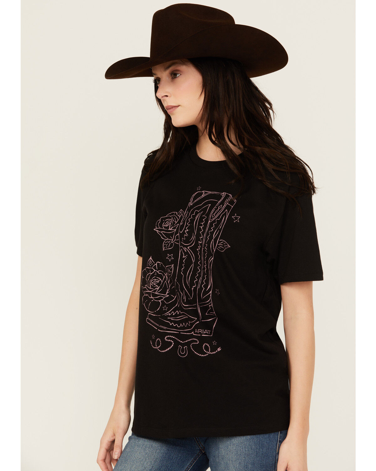 Image #2 - Ariat Women's Tall Boot Short Sleeve Graphic Tee, Black, hi-res