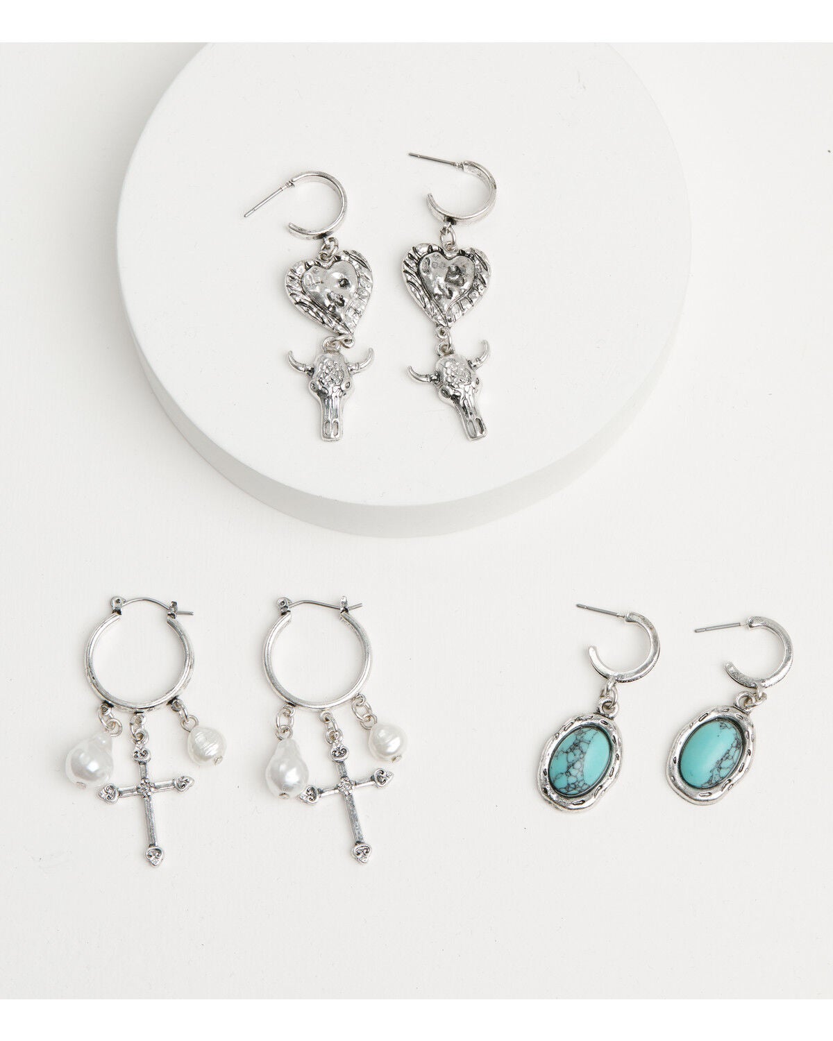 Image #1 - Shyanne Women's Hoop Earrings Set - 3 Piece, Silver, hi-res