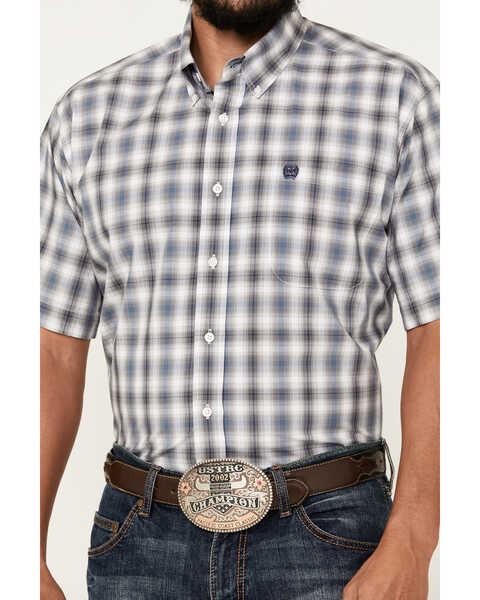 Image #3 - Cinch Men's Plaid Short Sleeve Button-Down Western Shirt, Grey, hi-res