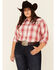 Image #1 - Ariat Women's Billie Jean Plaid Long Sleeve Western Core Shirt - Plus, Red, hi-res