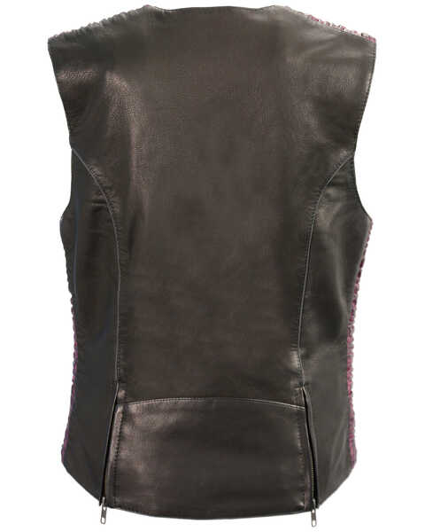 Image #2 - Milwaukee Leather Women's Lightweight Crinkle Snap Front Vest - 5X, Black/purple, hi-res