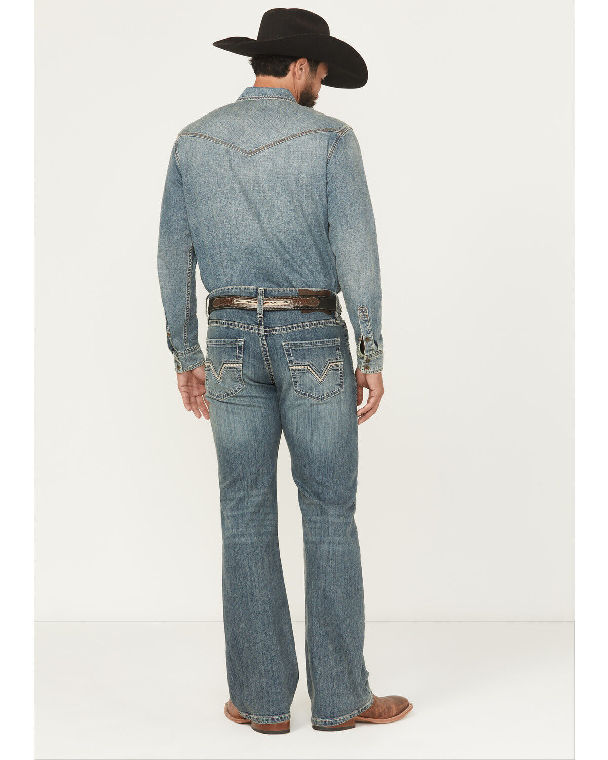 Image #3 - Rock & Roll Denim Men's Medium Wash Double Barrel Relaxed Bootcut Stretch Denim Jeans, Medium Wash, hi-res