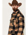 Image #3 - Cinch Men's Frontier Plaid Print Coat, Brown, hi-res