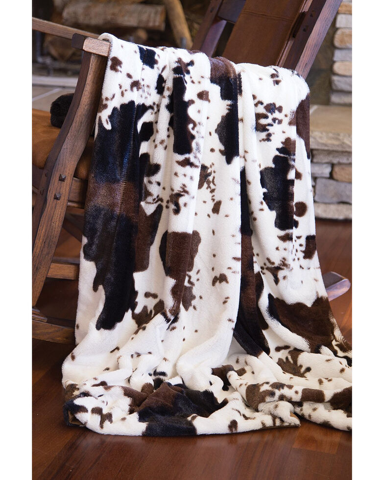 Carstens Home Faux Fur Cowhide Plush Throw Blanket, Multi, hi-res