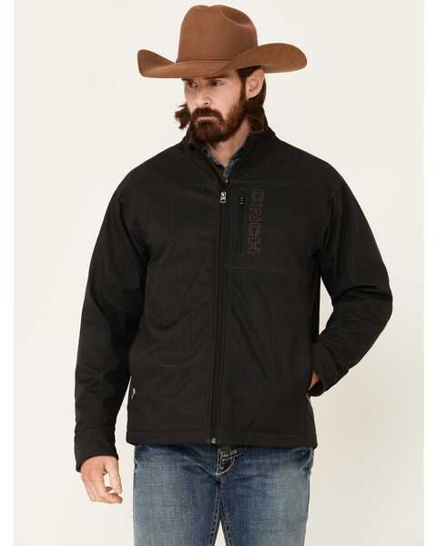 Cinch Men's Solid Black CC Texture Zip-Front Bonded Jacket - Big, Black, hi-res
