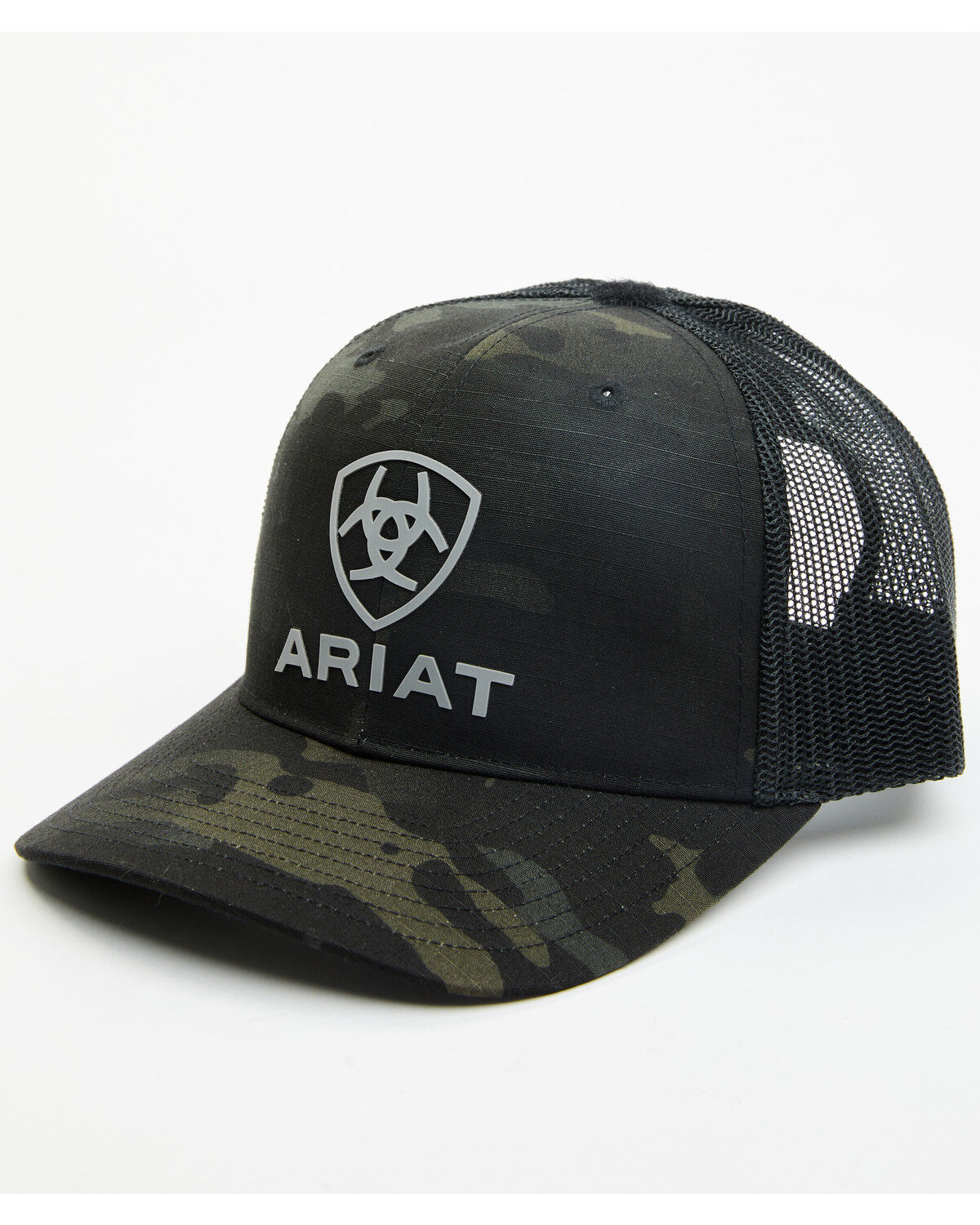 Image #1 - Ariat Men's Rubber Logo Patch Trucker Cap, Camouflage, hi-res