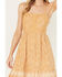 Bila77 Women's Lily Floral Embroidered Dress, Mustard, hi-res