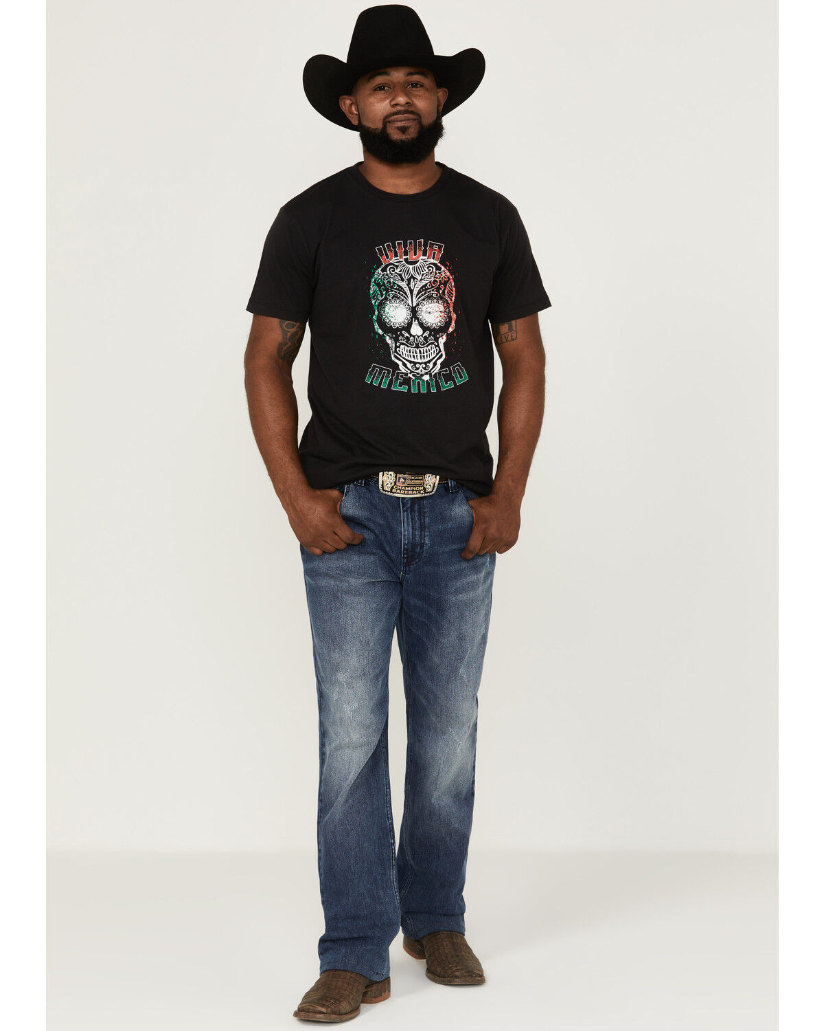 Image #2 - Cody James Men's Viva Mexico Muertos Skull Graphic Short Sleeve T-Shirt, Black, hi-res