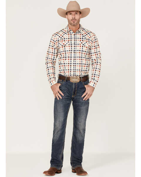 Image #2 - Gibson Men's Picnik Check Plaid Long Sleeve Snap Western Shirt , Cream, hi-res