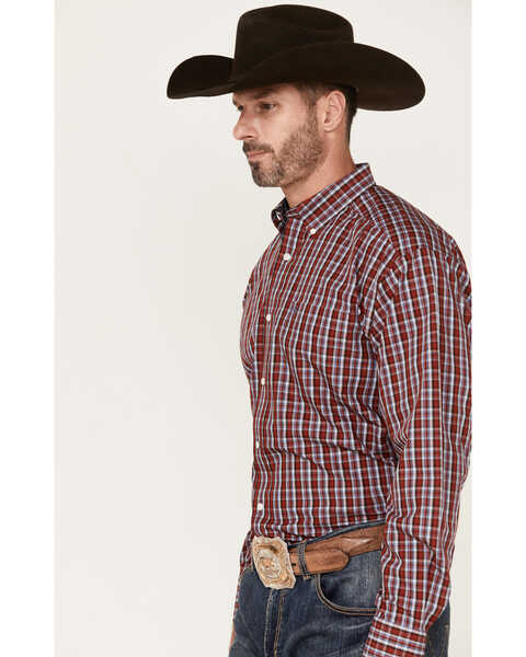 Image #2 - Ariat Men's Wrinkle Free Emilio Classic Fit Long Sleeve Button Down Shirt - Big & Tall, Red, hi-res