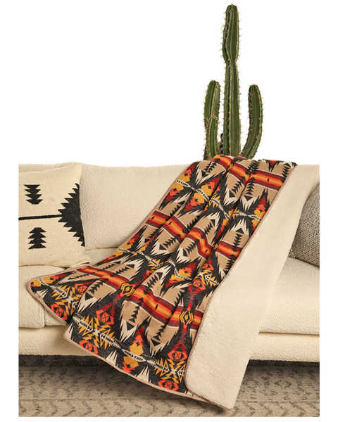 Panhandle Jacquard Southwestern Print Berber Lined Blanket , Multi, hi-res