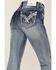 Grace in LA Women's Medium Wash Mid Rise Distressed Embroidered Bootcut Jeans, Blue, hi-res