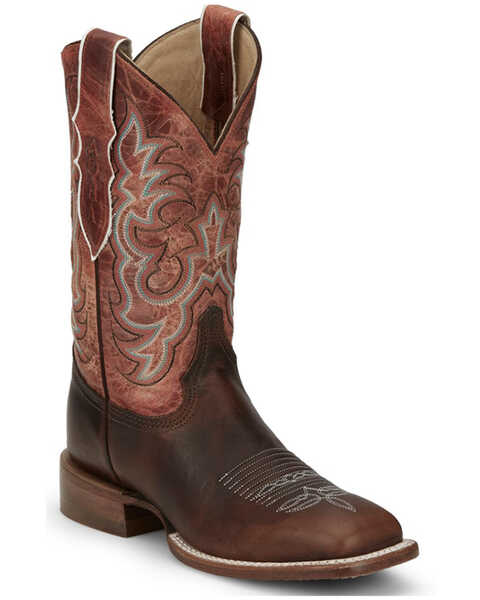 Justin Women's Stoneage Western Boots - Broad Square Toe, Cognac, hi-res