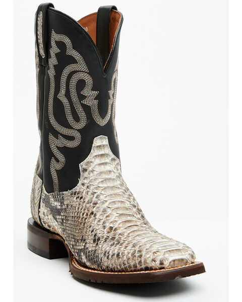 Dan Post Men's 12" Exotic Python Western Boots - Broad Square Toe , Natural, hi-res