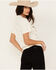Image #4 - Youth in Revolt Women's Let It Roll Muscle Short Sleeve Graphic Tee, Off White, hi-res