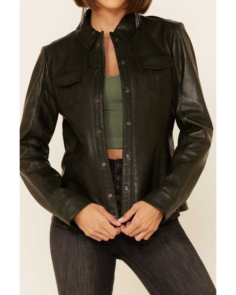 Image #3 - Scully Women's Rich Lamb Lined Snap-Front Leather Shirt Jacket , , hi-res