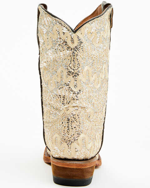Tanner Mark Girls' Shimmer Western Boots - Broad Square Toe, Beige/khaki, hi-res