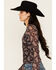 Image #2 - Ash & Violet Women's Paisley Print Mesh Seamed Long Sleeve Top, Black, hi-res