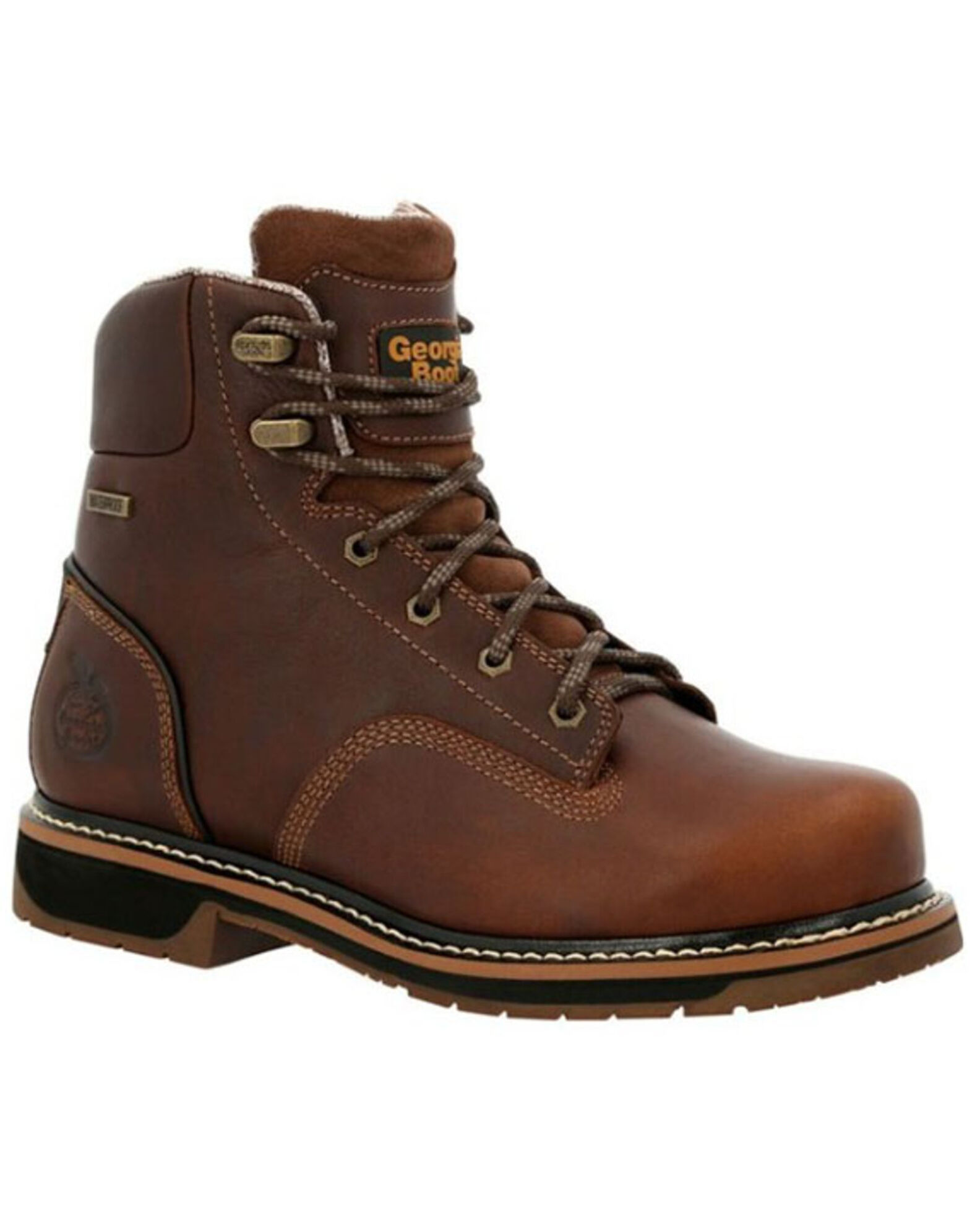 Image #1 - Georgia Boot Men's AMP LT Edge Waterproof Work Boots - Alloy Toe, Brown, hi-res