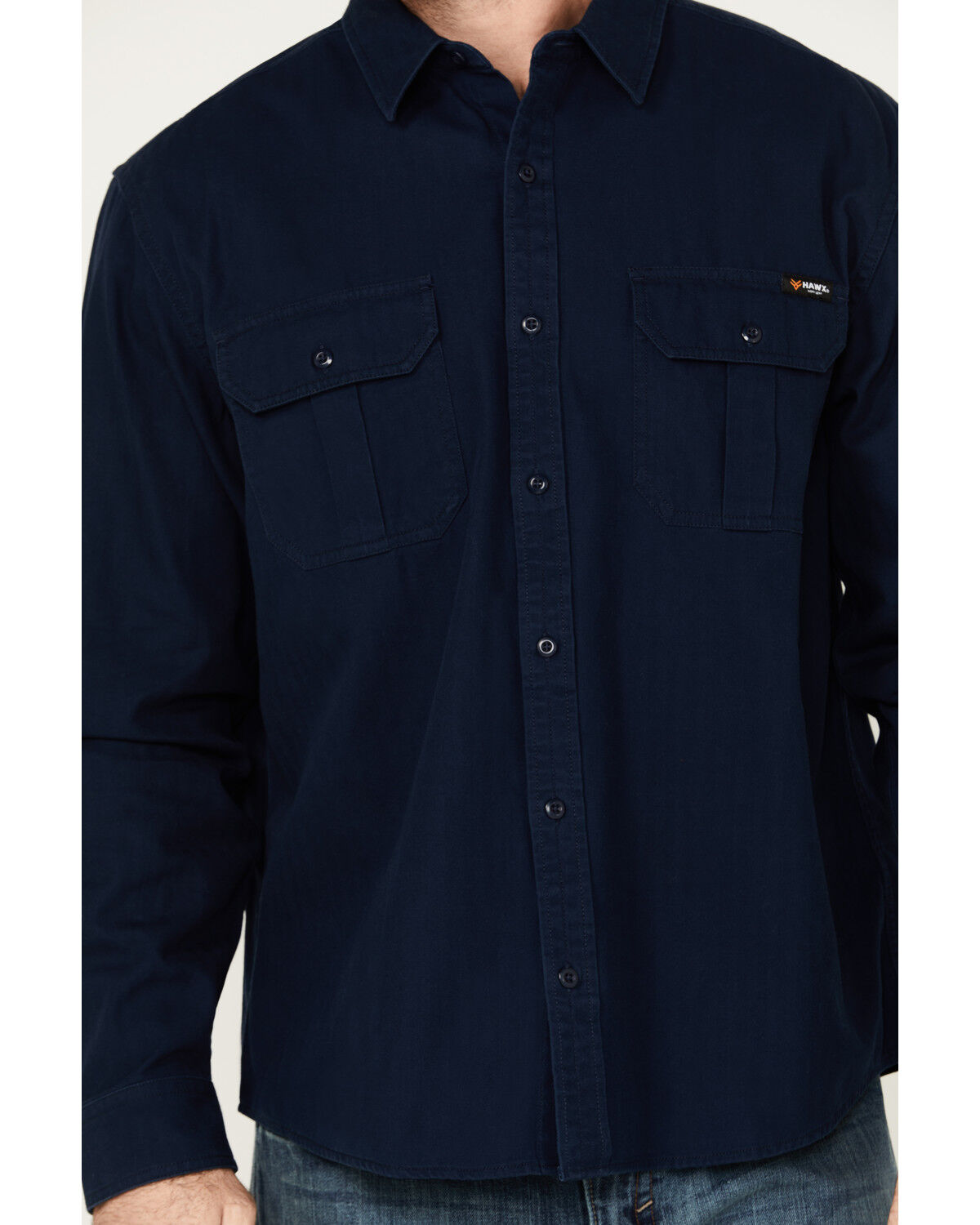 Image #3 - Hawx Men's Long Sleeve Button-Down Work Shirt, Navy, hi-res
